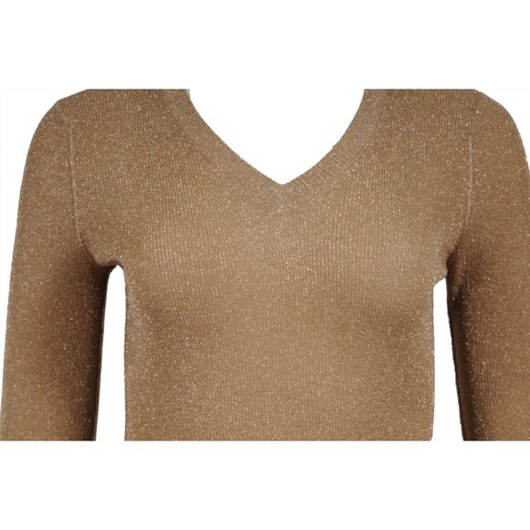 Dolce & Gabbana Womens V Neck Metallic Sweater Medium Pullover Long Sleeve - Picture 5 of 11
